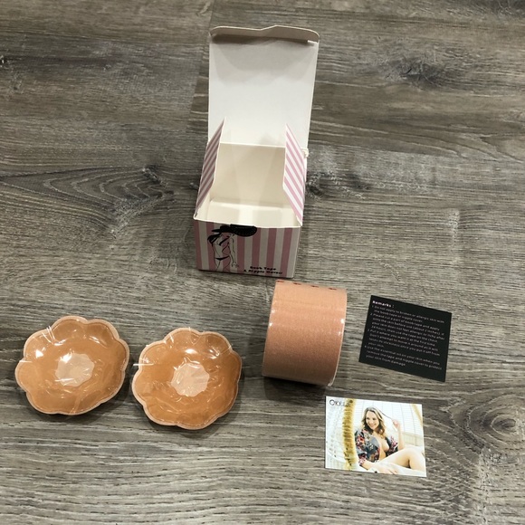 Okela. Boob tape & nipple covers. NWT. Original box w/ wear. Nude color. - Picture 3 of 6